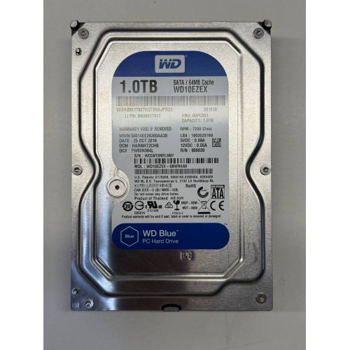 Жорсткий диск Western Digital Blue 1TB 64MB 3.5" (WD10EZEX) (Відновлено продавцем, 779866) купити з перевіркою сумісності: огляд, характеристики, ціна у Києві, Львові, Вінниці, Хмельницькому, Івано-Франківську, Україні | інтернет-магазин TELEMART.UA фото