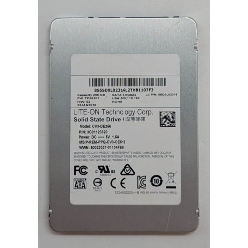 Ssd-диск Lite-On 256GB 2.5" (CV3-DE256) (Відновлено продавцем, 779875) купити з перевіркою сумісності: огляд, характеристики, ціна у Києві, Львові, Вінниці, Хмельницькому, Івано-Франківську, Україні | інтернет-магазин TELEMART.UA фото