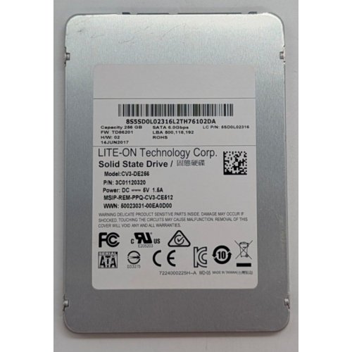 Купить Ssd-диск Lite-On 256GB 2.5" (CV3-DE256) (Восстановлено продавцом, 779887) с проверкой совместимости: обзор, характеристики, цена в Киеве, Днепре, Одессе, Харькове, Украине | интернет-магазин TELEMART.UA фото