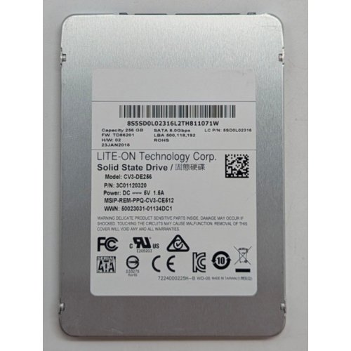 Купить Ssd-диск Lite-On 256GB 2.5" (CV3-DE256) (Восстановлено продавцом, 779890) с проверкой совместимости: обзор, характеристики, цена в Киеве, Днепре, Одессе, Харькове, Украине | интернет-магазин TELEMART.UA фото