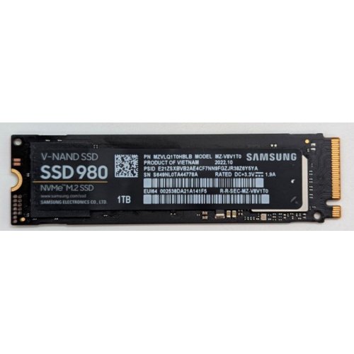Купить Ssd-диск Samsung 980 V-NAND MLC 1TB M.2 (2280 PCI-E) NVMe 1.4 (MZ-V8V1T0BW) (Восстановлено продавцом, 779944) с проверкой совместимости: обзор, характеристики, цена в Киеве, Днепре, Одессе, Харькове, Украине | интернет-магазин TELEMART.UA фото