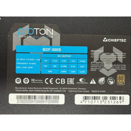 Купить Блок питания CHIEFTEC Proton 500W (BDF-500S) (Восстановлено продавцом, 779956) с проверкой совместимости: обзор, характеристики, цена в Киеве, Днепре, Одессе, Харькове, Украине | интернет-магазин TELEMART.UA фото