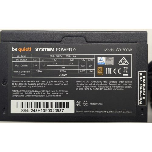 Купить Блок питания Be Quiet! System Power 9 700W (BN248) (Восстановлено продавцом, 780128) с проверкой совместимости: обзор, характеристики, цена в Киеве, Днепре, Одессе, Харькове, Украине | интернет-магазин TELEMART.UA фото