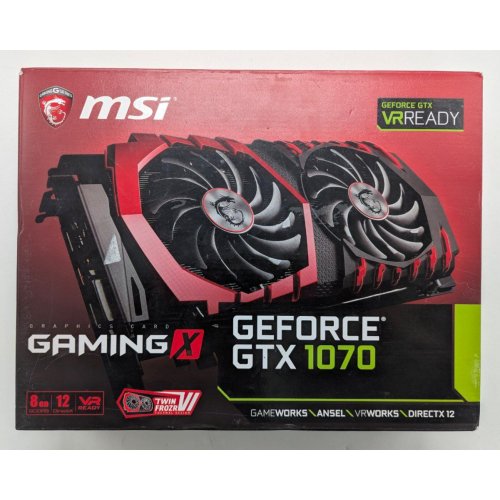 Відеокарта MSI GeForce GTX 1070 Gaming X 8192MB (GTX 1070 GAMING X 8G) (Відновлено продавцем, 780149) купити з перевіркою сумісності: огляд, характеристики, ціна у Києві, Львові, Вінниці, Хмельницькому, Івано-Франківську, Україні | інтернет-магазин TELEMART.UA фото