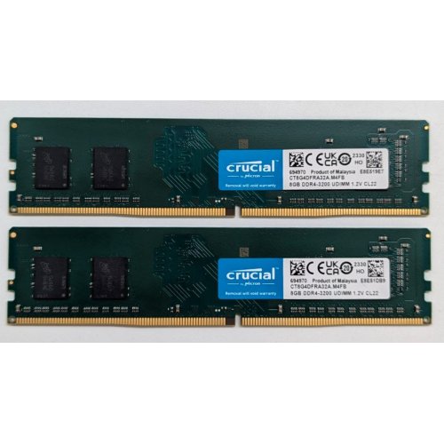 Озп Crucial DDR4 16GB (2x8GB) 3200Mhz (CT2K8G4DFRA32A) (Відновлено продавцем, 780179) купити з перевіркою сумісності: огляд, характеристики, ціна у Києві, Львові, Вінниці, Хмельницькому, Івано-Франківську, Україні | інтернет-магазин TELEMART.UA фото