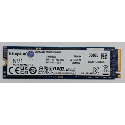 Ssd-диск Kingston NV1 500GB M.2 (2280 PCI-E) NVMe x4 (SNVS/500G) (Відновлено продавцем, 780188) купити з перевіркою сумісності: огляд, характеристики, ціна у Києві, Львові, Вінниці, Хмельницькому, Івано-Франківську, Україні | інтернет-магазин TELEMART.UA фото