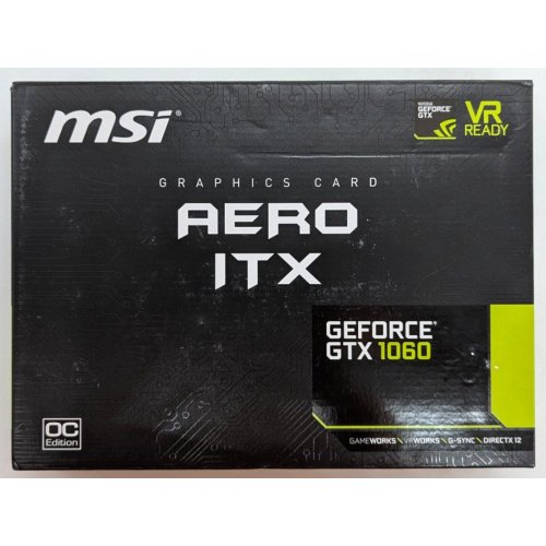 Купить Видеокарта MSI GeForce GTX 1060 AERO ITX OC 6144MB (GTX 1060 AERO ITX 6G OC) (Восстановлено продавцом, 780502) с проверкой совместимости: обзор, характеристики, цена в Киеве, Днепре, Одессе, Харькове, Украине | интернет-магазин TELEMART.UA фото