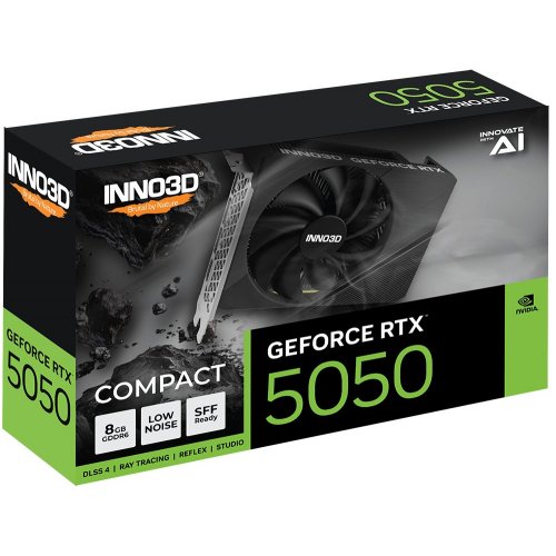 Купить Видеокарта Inno3D GeForce RTX 5050 COMPACT 8192MB (N50501-08D6-174080N) с проверкой совместимости: обзор, характеристики, цена в Киеве, Днепре, Одессе, Харькове, Украине | интернет-магазин TELEMART.UA фото