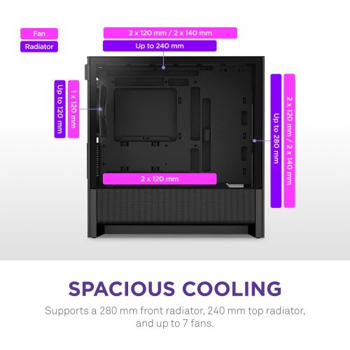 Купить Корпус NZXT H3 Flow Tempered Glass без БП (CC-H31FB-01) Black с проверкой совместимости: обзор, характеристики, цена в Киеве, Днепре, Одессе, Харькове, Украине | интернет-магазин TELEMART.UA фото