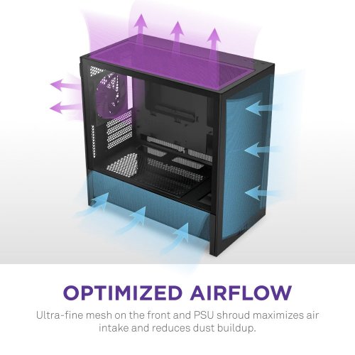 Купить Корпус NZXT H3 Flow Tempered Glass без БП (CC-H31FB-01) Black с проверкой совместимости: обзор, характеристики, цена в Киеве, Днепре, Одессе, Харькове, Украине | интернет-магазин TELEMART.UA фото