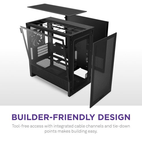 Купить Корпус NZXT H3 Flow Tempered Glass без БП (CC-H31FB-01) Black с проверкой совместимости: обзор, характеристики, цена в Киеве, Днепре, Одессе, Харькове, Украине | интернет-магазин TELEMART.UA фото