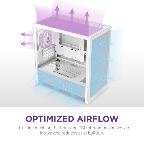 Корпус NZXT H3 Flow Tempered Glass без БЖ (CC-H31FW-01) White купити з перевіркою сумісності: огляд, характеристики, ціна у Києві, Львові, Вінниці, Хмельницькому, Івано-Франківську, Україні | інтернет-магазин TELEMART.UA фото