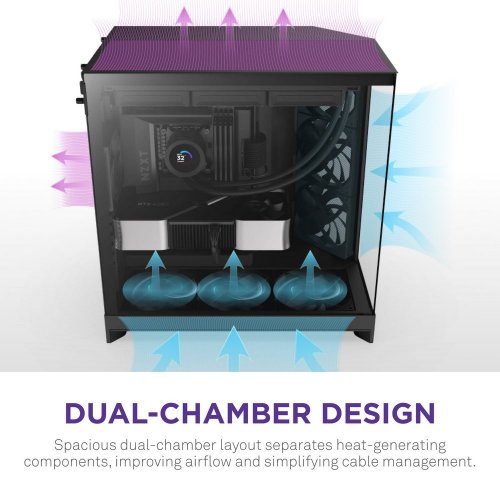 Корпус NZXT H9 Flow Tempered Glass без БЖ (CM-H92FB-01) Black купити з перевіркою сумісності: огляд, характеристики, ціна у Києві, Львові, Вінниці, Хмельницькому, Івано-Франківську, Україні | інтернет-магазин TELEMART.UA фото
