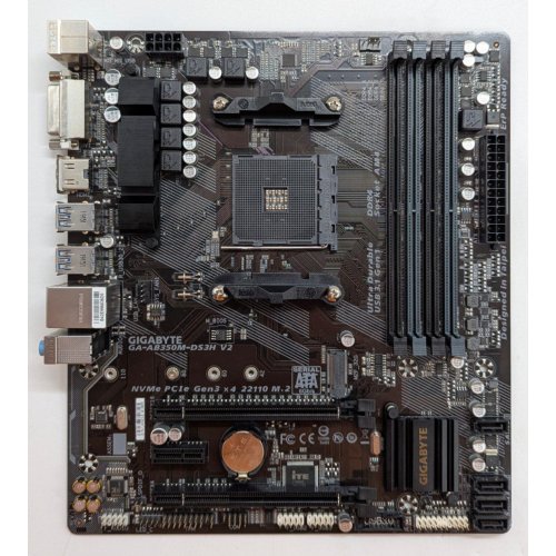 Купить Материнская плата Gigabyte GA-AB350M-DS3H V2 (sAM4, AMD B350) (Восстановлено продавцом, 780808) с проверкой совместимости: обзор, характеристики, цена в Киеве, Днепре, Одессе, Харькове, Украине | интернет-магазин TELEMART.UA фото