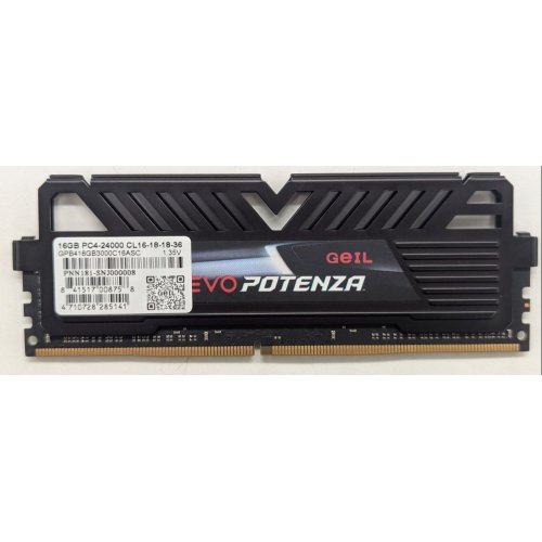 Купить Озу Geil DDR4 16GB 3000Mhz Evo Potenza Black (GPB416GB3000C16ASC) (Восстановлено продавцом, 780916) с проверкой совместимости: обзор, характеристики, цена в Киеве, Днепре, Одессе, Харькове, Украине | интернет-магазин TELEMART.UA фото