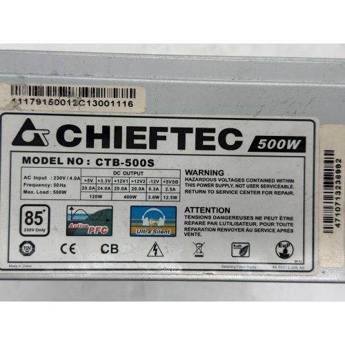 Блок живлення CHIEFTEC A-85 500W (CTB-500S) (Відновлено продавцем, 780935) купити з перевіркою сумісності: огляд, характеристики, ціна у Києві, Львові, Вінниці, Хмельницькому, Івано-Франківську, Україні | інтернет-магазин TELEMART.UA фото