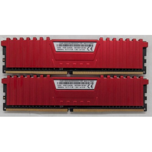 Купить Озу Corsair DDR4 16GB (2x8GB) 3000Mhz Vengeance LPX (CMK16GX4M2B3000C15R) Red (Восстановлено продавцом, 781175) с проверкой совместимости: обзор, характеристики, цена в Киеве, Днепре, Одессе, Харькове, Украине | интернет-магазин TELEMART.UA фото