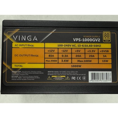 Блок живлення Vinga 1000W (VPS-1000GV2) (Відновлено продавцем, 781346) купити з перевіркою сумісності: огляд, характеристики, ціна у Києві, Львові, Вінниці, Хмельницькому, Івано-Франківську, Україні | інтернет-магазин TELEMART.UA фото