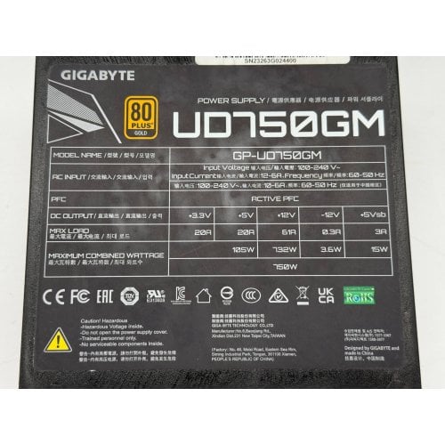 Блок живлення Gigabyte UD750GM 750W (GP-UD750GM) (Відновлено продавцем, 781370) купити з перевіркою сумісності: огляд, характеристики, ціна у Києві, Львові, Вінниці, Хмельницькому, Івано-Франківську, Україні | інтернет-магазин TELEMART.UA фото