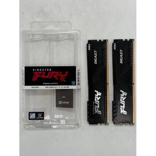 Озп Kingston DDR4 16GB (2x8GB) 3200Mhz FURY Beast Black (KF432C16BBK2/16) (Відновлено продавцем, 781378) купити з перевіркою сумісності: огляд, характеристики, ціна у Києві, Львові, Вінниці, Хмельницькому, Івано-Франківську, Україні | інтернет-магазин TELEMART.UA фото