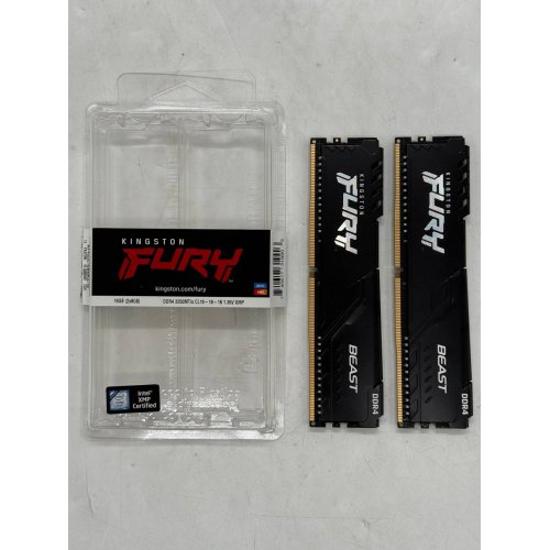 Купить Озу Kingston DDR4 16GB (2x8GB) 3200Mhz FURY Beast Black (KF432C16BBK2/16) (Восстановлено продавцом, 781384) с проверкой совместимости: обзор, характеристики, цена в Киеве, Днепре, Одессе, Харькове, Украине | интернет-магазин TELEMART.UA фото