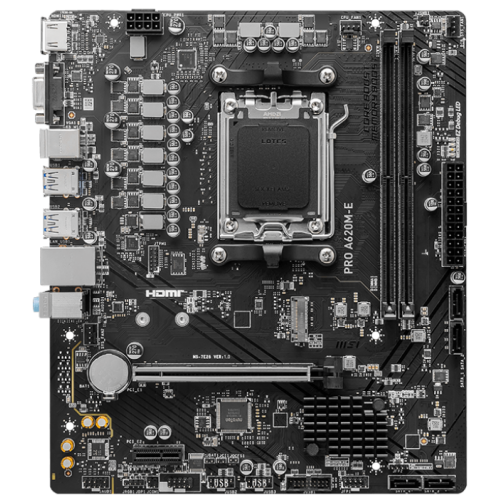 Уцінка материнська плата MSI PRO A620M-E (sAM5, AMD A620) (Сліди встановлення, 781428) купити з перевіркою сумісності: огляд, характеристики, ціна у Києві, Львові, Вінниці, Хмельницькому, Івано-Франківську, Україні | інтернет-магазин TELEMART.UA фото