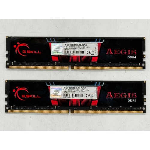 Купить Озу G.Skill DDR4 32GB (2x16GB) 3000Mhz Aegis (F4-3000C16D-32GISB) (Восстановлено продавцом, 781454) с проверкой совместимости: обзор, характеристики, цена в Киеве, Днепре, Одессе, Харькове, Украине | интернет-магазин TELEMART.UA фото