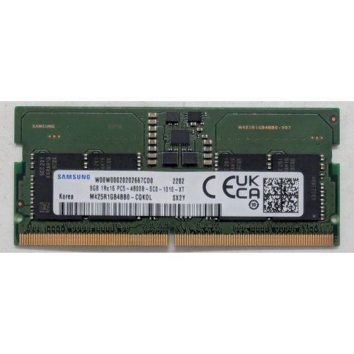 Купить Озу Samsung SODIMM DDR5 8GB 4800Mhz (M425R1GB4BB0-CQKOL) (Восстановлено продавцом, 781549) с проверкой совместимости: обзор, характеристики, цена в Киеве, Днепре, Одессе, Харькове, Украине | интернет-магазин TELEMART.UA фото