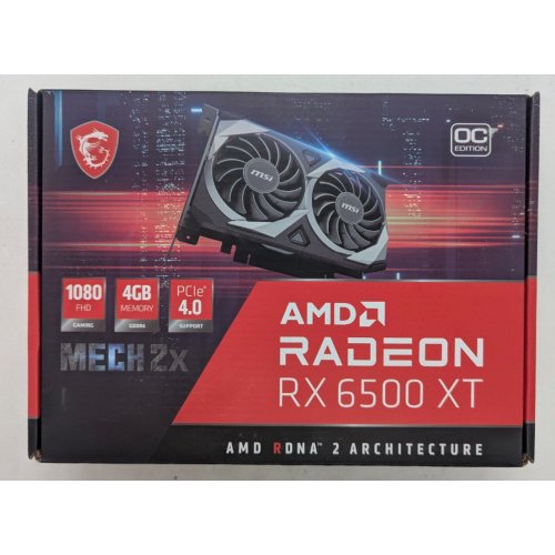 Купить Видеокарта MSI Radeon RX 6500 XT MECH 2X OC 4096MB (RX 6500 XT MECH 2X 4G OC) (Восстановлено продавцом, 781551) с проверкой совместимости: обзор, характеристики, цена в Киеве, Днепре, Одессе, Харькове, Украине | интернет-магазин TELEMART.UA фото