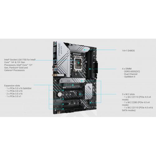 Купить Уценка материнская плата Asus PRIME Z690-P WIFI (s1700, Intel Z690) Factory Recertified (Не працює слот B1 , 781617) с проверкой совместимости: обзор, характеристики, цена в Киеве, Днепре, Одессе, Харькове, Украине | интернет-магазин TELEMART.UA фото