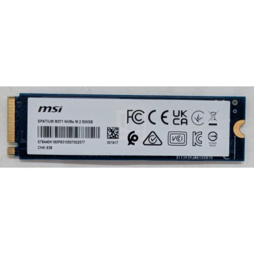 Ssd-диск MSI SPATIUM M371 3D NAND TLC 500GB M.2 (2280 PCI-E) (S78-440K160-P83) (Стан нового, 781648) купити з перевіркою сумісності: огляд, характеристики, ціна у Києві, Львові, Вінниці, Хмельницькому, Івано-Франківську, Україні | інтернет-магазин TELEMART.UA фото