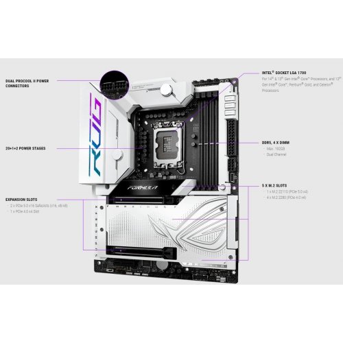 Купить Уценка материнская плата Asus ROG MAXIMUS Z790 FORMULA (s1700, Intel Z790) Factory Recertified (Нижній PCIe не работ, 781660) с проверкой совместимости: обзор, характеристики, цена в Киеве, Днепре, Одессе, Харькове, Украине | интернет-магазин TELEMART.UA фото
