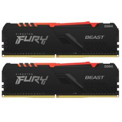 Озу Kingston DDR4 32GB (2x16GB) 3200Mhz FURY Beast RGB Black (KF432C16BB1AK2/32) (Восстановлено продавцом, 781802)