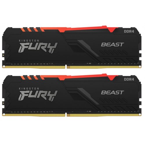 Купить Озу Kingston DDR4 32GB (2x16GB) 3200Mhz FURY Beast RGB Black (KF432C16BB1AK2/32) (Восстановлено продавцом, 781802) с проверкой совместимости: обзор, характеристики, цена в Киеве, Днепре, Одессе, Харькове, Украине | интернет-магазин TELEMART.UA фото