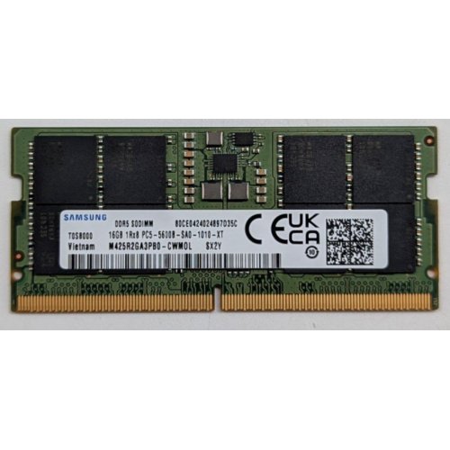 Озп Samsung SODIMM DDR5 16GB 5600Mhz (M425R2GA3PB0-CWM0L) (Відновлено продавцем, 781845) купити з перевіркою сумісності: огляд, характеристики, ціна у Києві, Львові, Вінниці, Хмельницькому, Івано-Франківську, Україні | інтернет-магазин TELEMART.UA фото