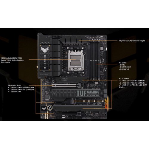 Купить Уценка материнская плата Asus TUF GAMING X670E-PLUS WIFI (sAM5, AMD X670) Factory Recertified (не раб-ют ОЗУ 1, 3, 781931) с проверкой совместимости: обзор, характеристики, цена в Киеве, Днепре, Одессе, Харькове, Украине | интернет-магазин TELEMART.UA фото