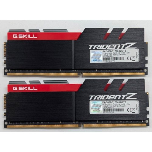 Озп G.Skill DDR4 32GB (2x16GB) 3600Mhz Trident Z Black (F4-3600C17D-32GTZ) (Відновлено продавцем, 782065) купити з перевіркою сумісності: огляд, характеристики, ціна у Києві, Львові, Вінниці, Хмельницькому, Івано-Франківську, Україні | інтернет-магазин TELEMART.UA фото