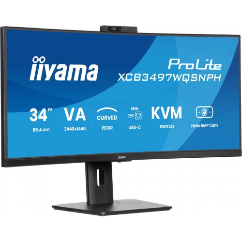 Купить Монитор Iiyama 34" ProLite XCB3497WQSNPH-B1 Black - цена в Харькове, Киеве, Днепре, Одессе
в интернет-магазине Telemart фото