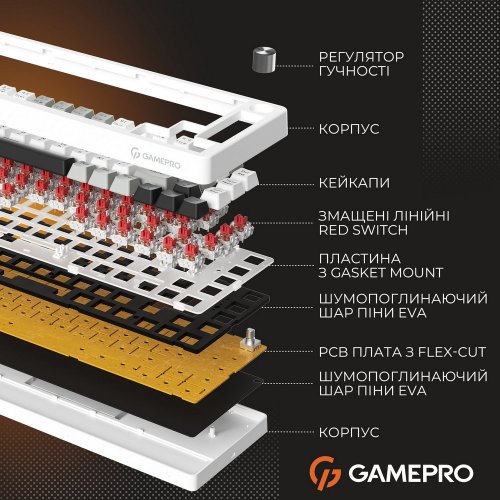 Купить Клавиатура GamePro Genesis Silverlight MK116 Red Switches Grey - цена в Харькове, Киеве, Днепре, Одессе
в интернет-магазине Telemart фото