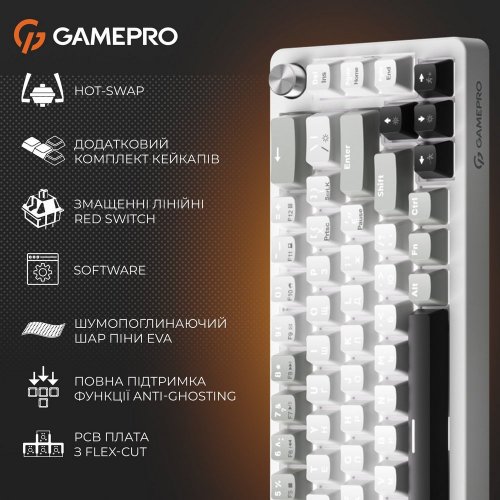 Купить Клавиатура GamePro Genesis Silverlight MK116 Red Switches Grey - цена в Харькове, Киеве, Днепре, Одессе
в интернет-магазине Telemart фото