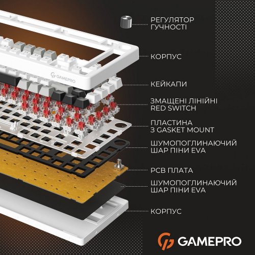 Купити Клавіатура GamePro Genesis Silverlight MK126 Red Switches Grey - ціна в Києві, Львові, Вінниці, Хмельницькому, Франківську, Україні | інтернет-магазин TELEMART.UA фото