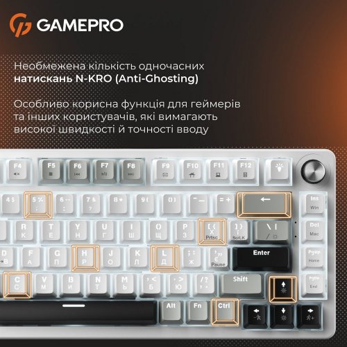 Купити Клавіатура GamePro Genesis Silverlight MK126 Red Switches Grey - ціна в Києві, Львові, Вінниці, Хмельницькому, Франківську, Україні | інтернет-магазин TELEMART.UA фото