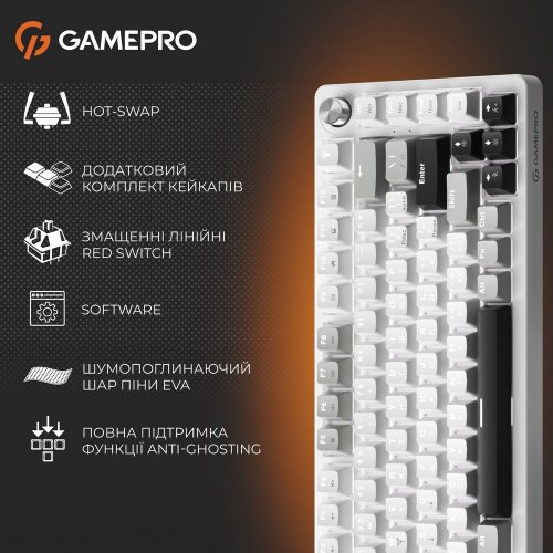 Купити Клавіатура GamePro Genesis Silverlight MK126 Red Switches Grey - ціна в Києві, Львові, Вінниці, Хмельницькому, Франківську, Україні | інтернет-магазин TELEMART.UA фото