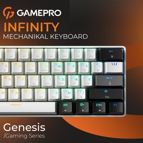 Купить Клавиатура GamePro Genesis Infinity MK130BW Outemu Red Switches White - цена в Харькове, Киеве, Днепре, Одессе
в интернет-магазине Telemart фото