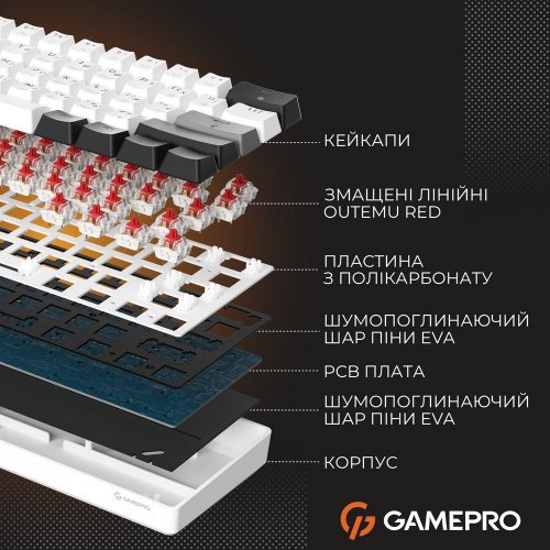 Купить Клавиатура GamePro Genesis Infinity MK130BW Outemu Red Switches White - цена в Харькове, Киеве, Днепре, Одессе
в интернет-магазине Telemart фото