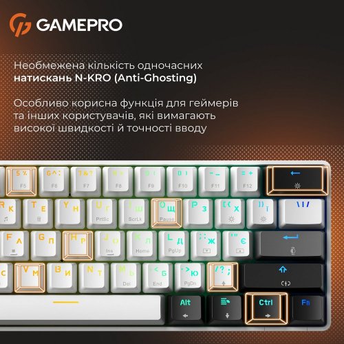 Купить Клавиатура GamePro Genesis Infinity MK130BW Outemu Red Switches White - цена в Харькове, Киеве, Днепре, Одессе
в интернет-магазине Telemart фото