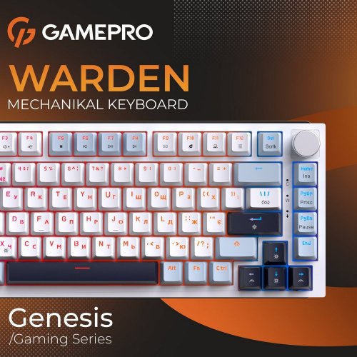Купить Клавиатура GamePro Genesis Warden MK160BL Outemu Red Switches White - цена в Харькове, Киеве, Днепре, Одессе
в интернет-магазине Telemart фото
