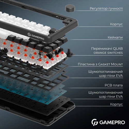 Купить Клавиатура GamePro Asgard Valhalla MK210 Pro RGB QLAB Orange Switches Black - цена в Харькове, Киеве, Днепре, Одессе
в интернет-магазине Telemart фото
