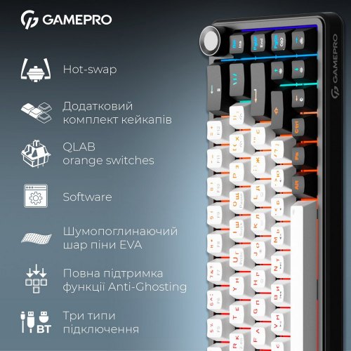 Купить Клавиатура GamePro Asgard Valhalla MK210 Pro RGB QLAB Orange Switches Black - цена в Харькове, Киеве, Днепре, Одессе
в интернет-магазине Telemart фото