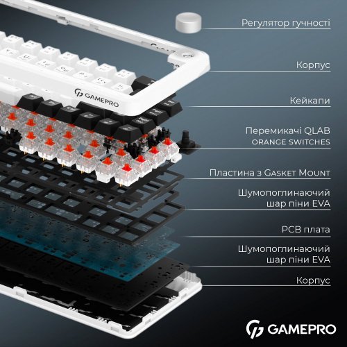 Купить Клавиатура GamePro Asgard Valhalla MK210 Pro RGB QLAB Orange Switches White - цена в Харькове, Киеве, Днепре, Одессе
в интернет-магазине Telemart фото